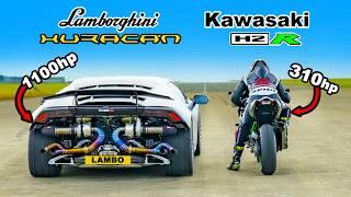 Lamborghini Huracan Turbo vs Kawasaki H2R: DRAG RACE