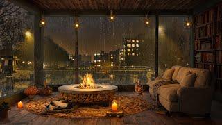 Cozy Room Ambience with Instrumental Jazz Music & Rain Sounds to Relaxation