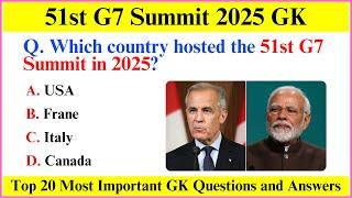 G7 Summit 2025 Current Affairs | Summits & Conferences 2025 | G7 Summit 2025 | Mcq Mastery