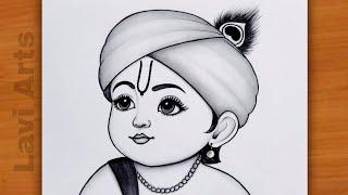 How to Make Easy Krishna drawing | Krishna Bhagwan drawing | Drawing Pictures | Chitra