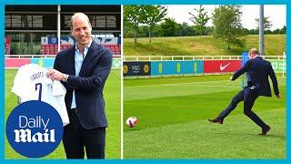 Prince William has a kickabout with England's women football team