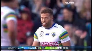 Sebastian Chris gets SENT OFF after this HORRIFYING tackle on Sione Katoa || Sharks vs Raiders RD27