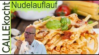 Nudelauflauf mit Schinken und Käse. Lecker, einfach, schnell. Rezept