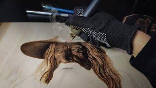 LOTR  Gandalf  |  Pyrography (Wood burning) Portrait TIME - LAPSE