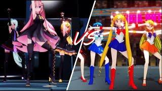 [MMD] Little Apple Dance Battle - Vocaloid Idol VS Sailor Senshi