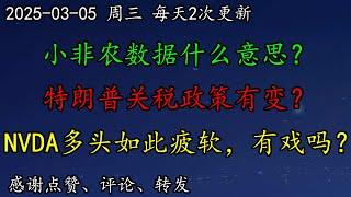 美股 不利！小非农数据什么意思？特朗普关税政策有变？NVDA多头如此疲软，有戏吗？TSLA怎么看，止跌概率高吗？BTC、MSTR、PLTR、COIN、ASML、SOXL、MSFT、TSLA、NVDA