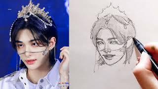 [SKZ] How to Draw Hyunjin Stray Kids step by step using Loomis Method