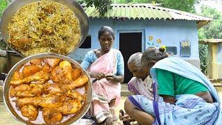 Chicken Layer Biryani | how tribe grandmothers cooking chicken leg biryani in tribe village style