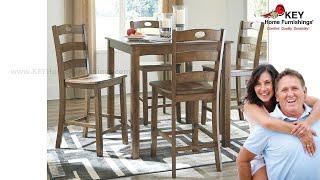 Ashley Hazelteen Counter Height Dining Room Table and Bar Stools (Set of 5) D419-223 | KEY Home