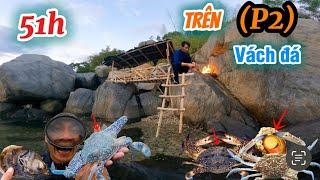 50h sống trên vách đá p2 đặt bẫy tìm thức ăn bằng kỹ năng sinh tồn | 50 hours of survival camping