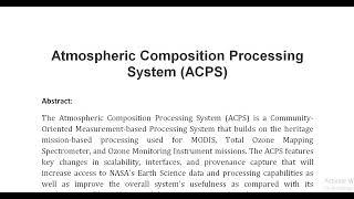 Atmospheric Composition Processing System ACPS