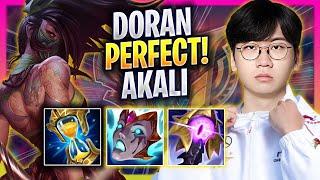 T1 DORAN PERFECT GAME WITH AKALI! - T1 Doran Plays Akali TOP vs Fiora! | Season 2024