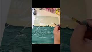 Take a look at how I painted this relaxing seascape #freetutorials #howtodrawamandala