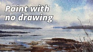 No Drawing! Loose Watercolour Landscape: Beginner friendly demo of ROCKS and SKY