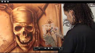 Airbrushing Monochromatic Pirate on Canvas w/ Cory Saint Clair