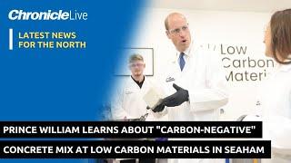 Prince William learning about Low Carbon Materials' carbon negative concrete mix