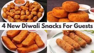 4 New & Easy Diwali Snacks Recipes in 30 Minutes | 4 Easy Diwali Snacks Recipes for Guests