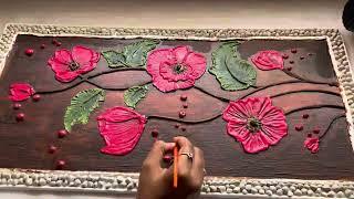 Nobody will believe that it's handmade/WALL PUTTY floral wall hanging/vintage frame/craft