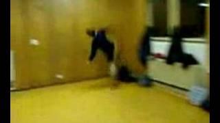 Idiot jumps against wall