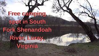 Free camping spot in South Fork Shenandoah River, Luray, Virginia