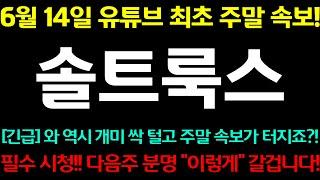 [솔트룩스] 6월 14일 유튜브 최초 주말 속보!! 와 역시 개미 싹 털고 주말 속보가 터지죠?! 필수 시청하세요!!