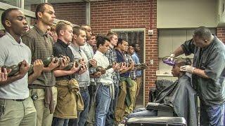 Marine Corps Recruits Initial Haircuts