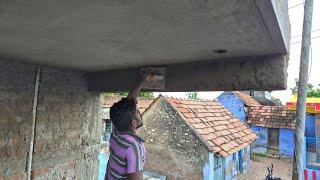 Plastering Techniques_Portico Concrete Beem Plastering with Cement Mixing|Entrance Roof Beem Plaster