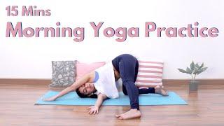 15 Mins Morning Yoga Practice | Full Body Routine with Warmup, Suryanamaskar & Pranayama Practice