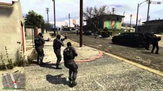 GTA 5 - MASSIVE GROVE STREET ACTION BATTLE!! 100+ PEDS!!