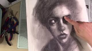 Online Art Class Process - Charcoal Side-Eye Portrait