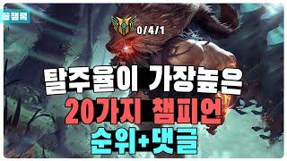 롤 탈주율이 가장 높은 챔피언 Top20