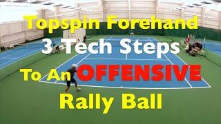 Tennis Topspin Forehand.  3 Simple Tech CUEs For An OFFENSIVE Topspin Forehand Rally Ball.