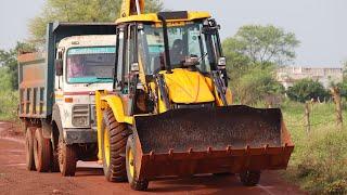 JCB 3dx Machine Loading Mud in Tata Truck For Govt Oder Repair Paddy Market