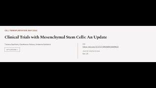 Clinical Trials with Mesenchymal Stem Cells: An Update | RTCL.TV