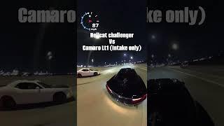 Stock Hellcat races 530whp Camaro! good race! #youtubeshorts #hellcat