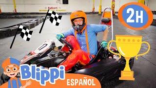 ¡Blippi corre en el circuito de go karts! Aprendiendo sobre banderas de seguridad en SyKart | Blippi