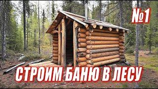 СТРОИМ БАНЮ В ЛЕСУ / ТАСКАЕМ БРЕВНА / ПЕРВЫЕ ВЕНЦЫ