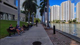 4K Brickell Neighborhood , Fall Cycling Virtual Travel Tour , Miami Florida , November 2024