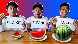 TANTANGAN MAKANAN PORSI SEDIKIT, SEDANG ATAU BANYAK! | Mikael TubeHD