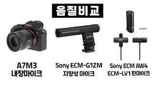 A7M3 내장마이크 / Sony ECM-GZ1M 지향성 마이크 / Sony ECM AW4 + ECM LV1 핀마이크 3종 음질 비교