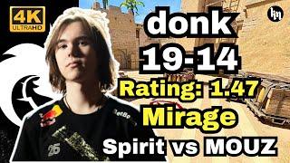 MVP! donk (19-14) Spirit vs MOUZ (Mirage) | Perfect World Shanghai Major 2024 #cs2 #pov