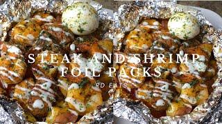 Quick Steak And Shrimp Foil Packs! Easy Dinner Idea! Family Friendly! (Sound Fixed!)