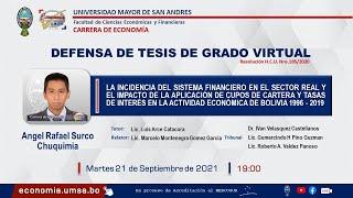 DEFENSA DE TESIS DE GRADO VIRTUAL  ‍ Angel Rafael Surco Chuquimia