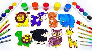 Create & Learn Animals with Colorful Paints  Best Preschool Toddler Learning Video