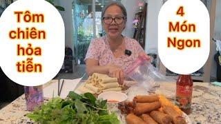 Vlog 881: 4 Món Ngon  Tôm Chiên Hỏa Tiễn Bún Tháng Chảo Tôm  Chả Giò đặt biệt