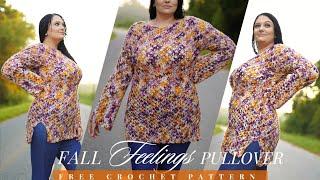 Crochet Top-Down "Fall Feelings Pullover"/ FREE Sweater Top Pattern (Size Inclusive XXS-7X)