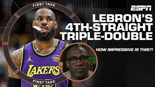 Shannon Sharpe GOES OFF about LeBron James recording his 4th straight triple-double  | First Take