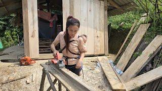 Single mother diligently builds wooden house walls - Finally, my dream house is almost complete