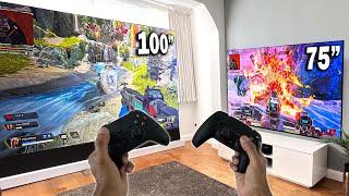 LG 75inch TV + BenQ X3000i + Motorised Projector screen on PS5 / XBox X | ULTIMATE Gaming Setup Tour