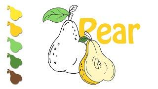 Pear fruit drawing || How to colour fruits